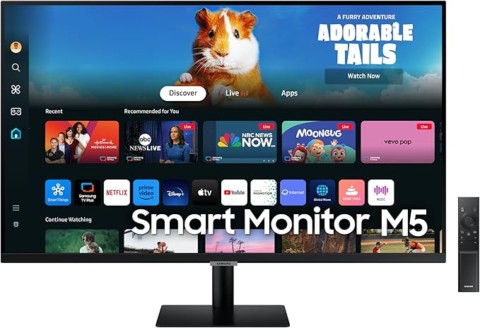 SAMSUNG 27-Inch M5 (M50D) Series FHD Smart Monitor with Streaming TV, Speakers, HDR10, Gaming Hub, Multiple Ports, Workout...