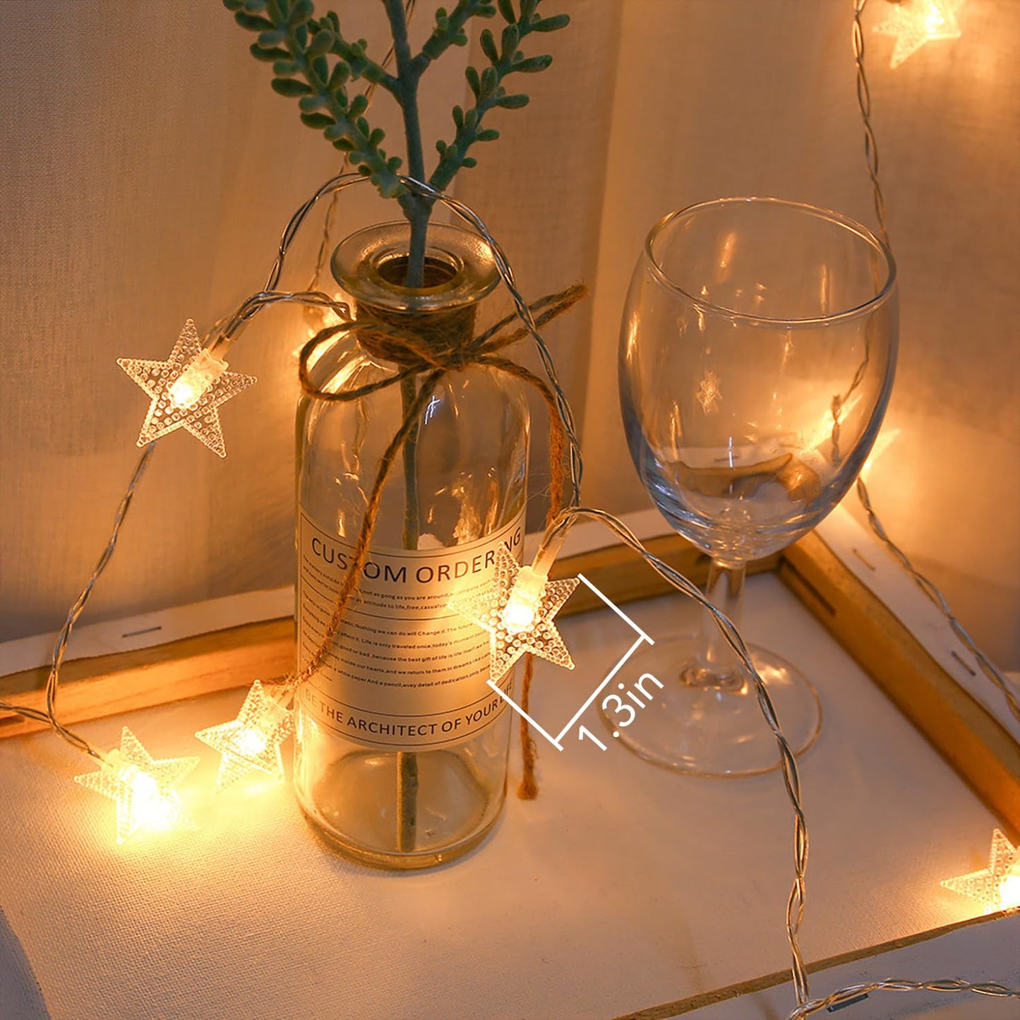 Tasodin Star String Lights, 40 Led Waterproof Fairy Lights, 20Ft, Warm White, Battery Operated With Remote Control For Home & Party Decor