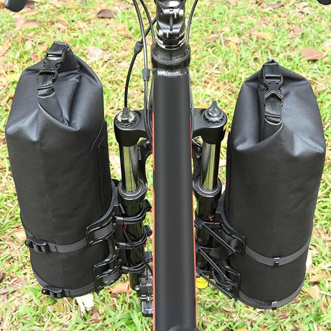 2Packs Bike Fork Bags Waterproof Roll Top Design 5L/7L Bicycle Dry Bag Fork Sacks Cycling Pack Bike Pannier for Moutain Bikes Road Bikes Electric Scooters