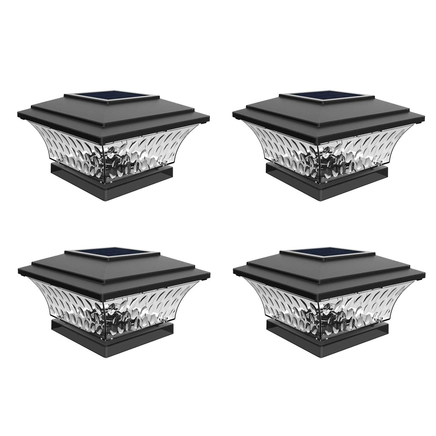 HUYIENO Solar Post Cap Lights LED Outdoor Lighting 4PK Warm White/Bright White Black for 4x4 Wooden Posts