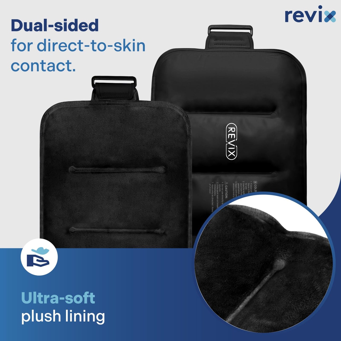 REVIX Large Ice Packs Wrap for Hip, Knee, Leg, Shoulder, Back, Reusable Gel Cold Pack for Injuries, Joint and Muscle Discomfort Relief, Black