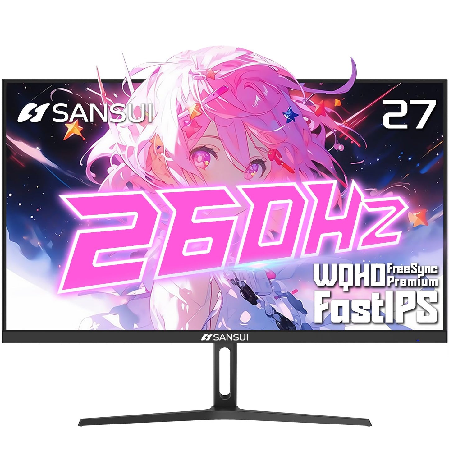 SANSUI 27 Inch WQHD 1440p Gaming Monitor 240hz up to 260hz-Fast IPS 1ms FreeSync Premium 丨DCI-P3 98% 丨sRGB130% 丨HDR10 丨2×DisplayPort 1.4丨2×HDMI2.0 PC Gaming Monitor with Crosshair