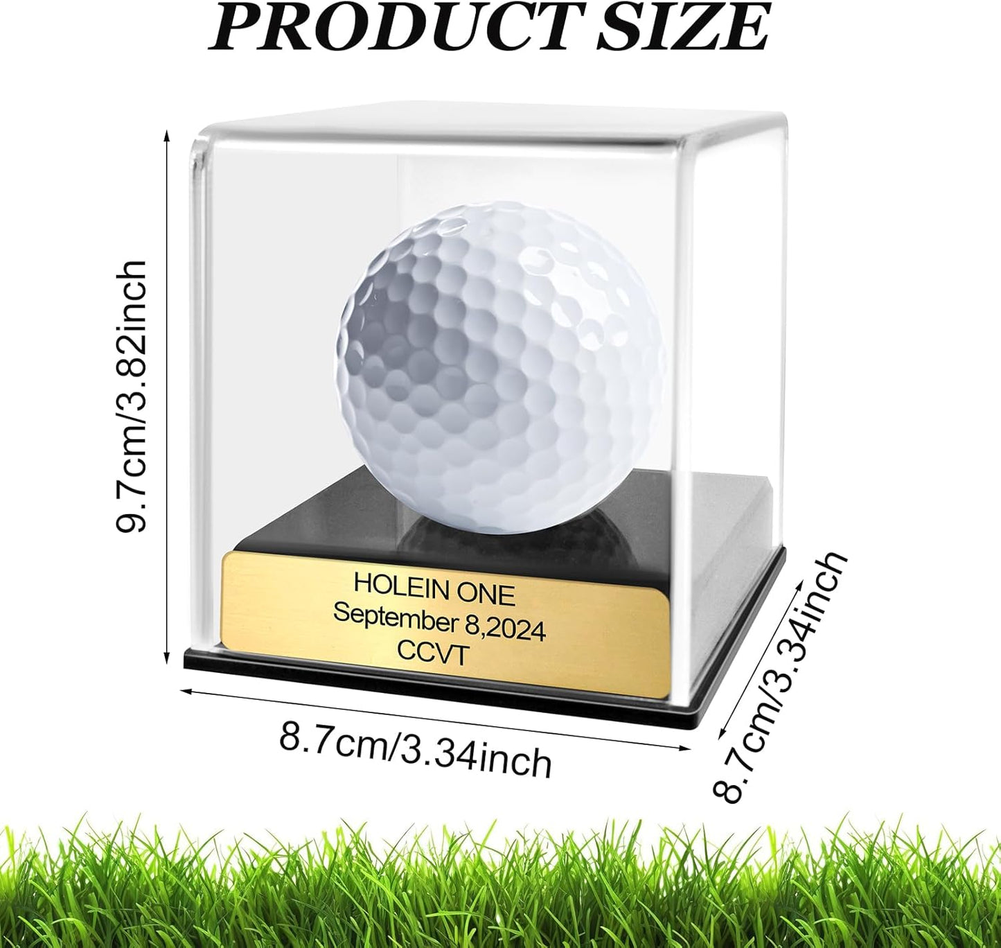 Custom Golf Display Case, Acrylic Golf Ball Display Case, Custom Engraved Plaque, Showcase Your Cherished Golf Ball Memorabilia (Pink Gold)