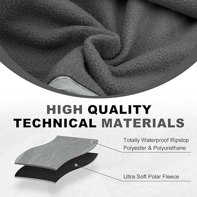 Fleece Waterproof Outdoor Blanket, Windproof Stadium Blanket for Camping, Picnics, and Sports Stay Dry and Comfortable 80"x58"