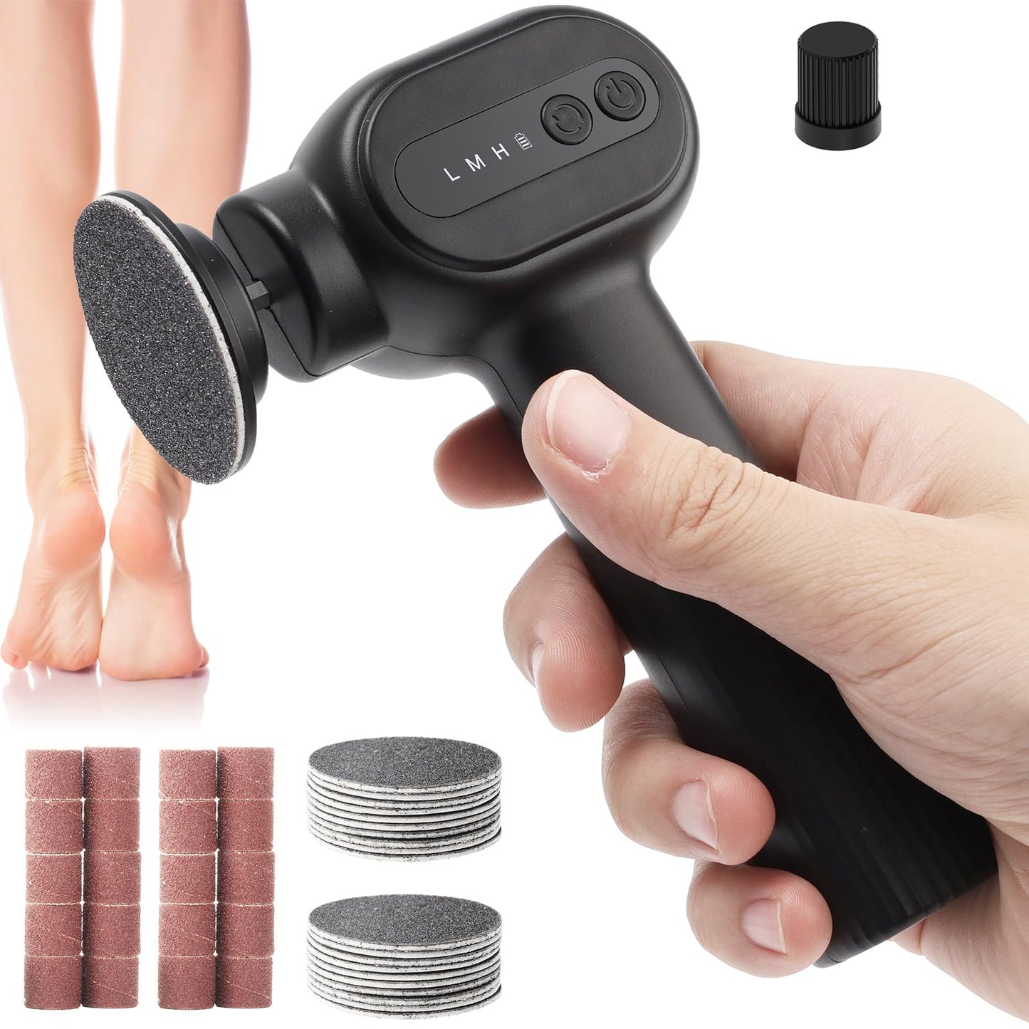 Electric Callus Remover for Feet, 2 in 1 Electric Foot File Grinder, Rechargeable Cordless Foot Scrubber for Dead Skin, Adjustab