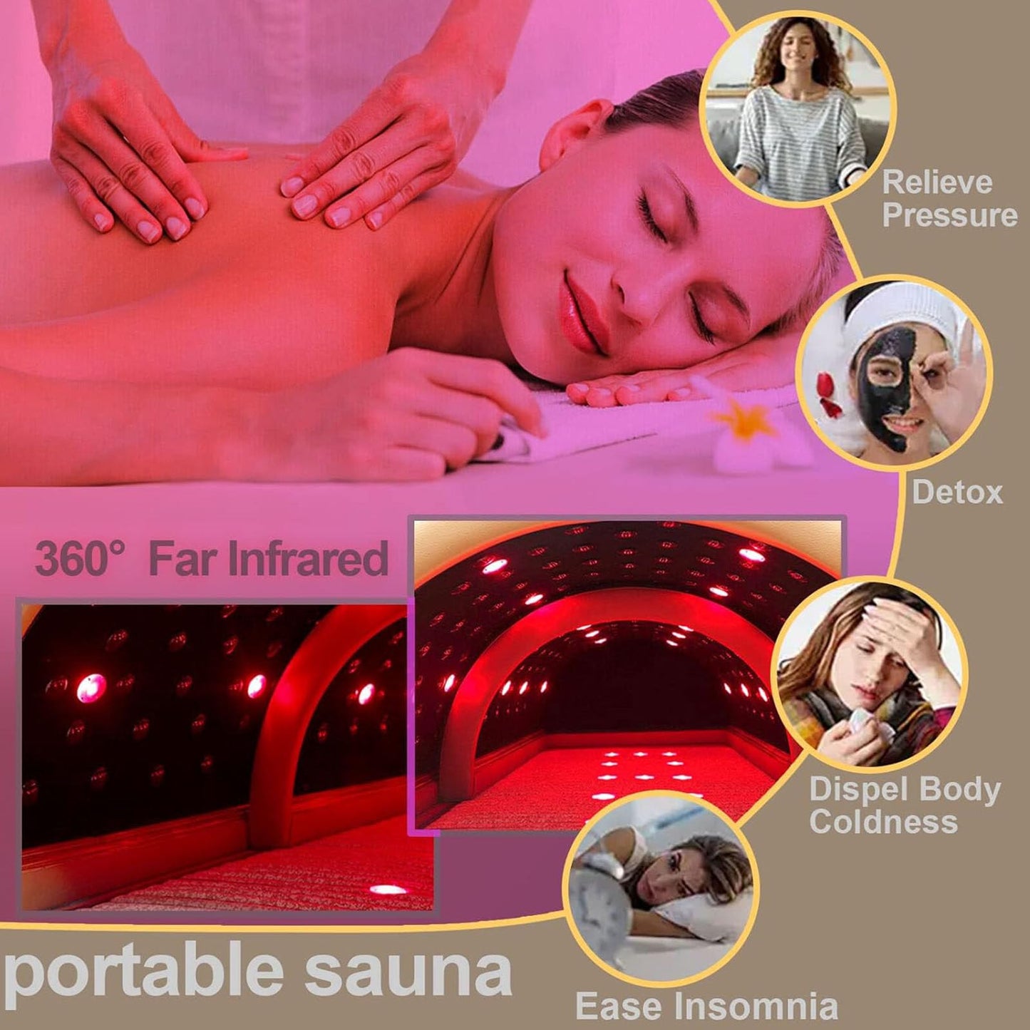 piudoiliy Infrared Sauna Dome, Near Zero EMF Function, 1200W, Portable Home Sauna with Therapeutic Jade Stones, Infrared Photon Light, Steam Tent (White)