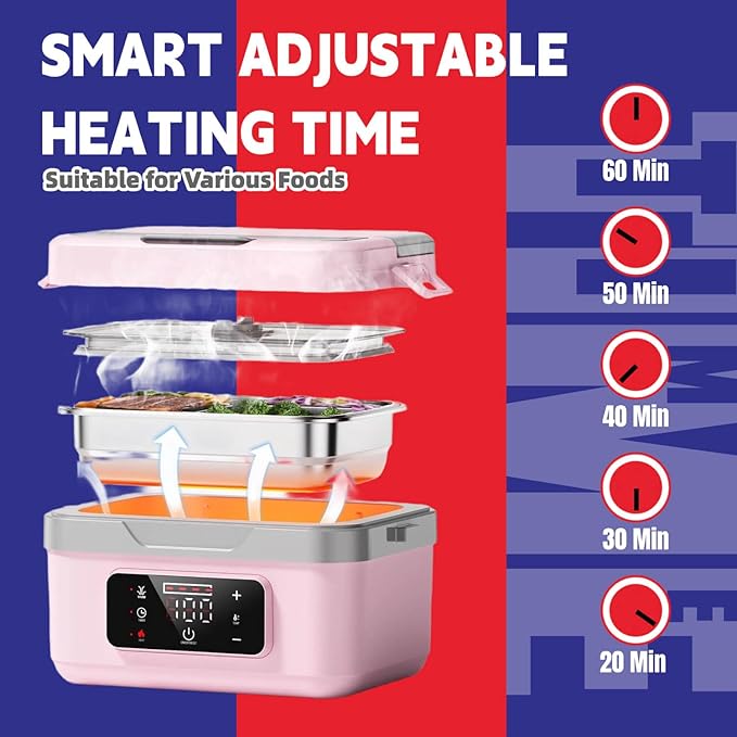 Cordless Electric Lunch Box, Heated Portable Food Warmer with 10000mAh Battery, 1L/1.5L Capacity, 3-Modes for Office Car Travel