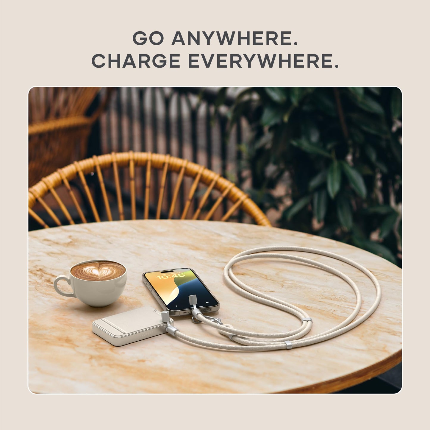 Satechi Onthego Usb-C Lanyard Cable, 60W Fast Charging, 480Mbps Data Transfer, Built-In Crossbody Strap, Adjustable 1.5M / 4.9Ft