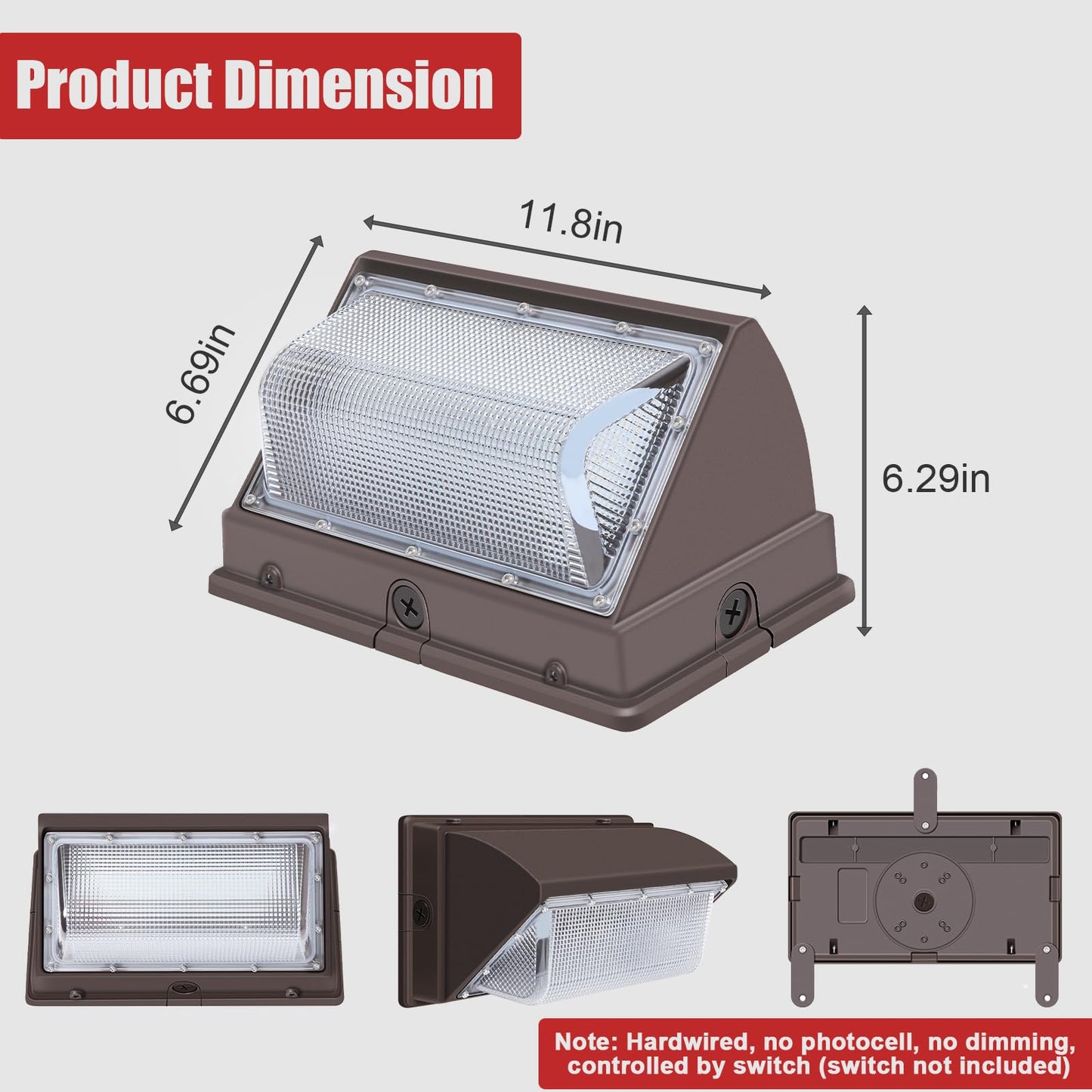 Tomourd 120W Led Wall Pack Outdoor  Super Bright Wallpack Lights  5000K Ip65 Waterproof Exterior Security Commercial Wall Mount Flood Lighting For House Building Shop 6 Pack