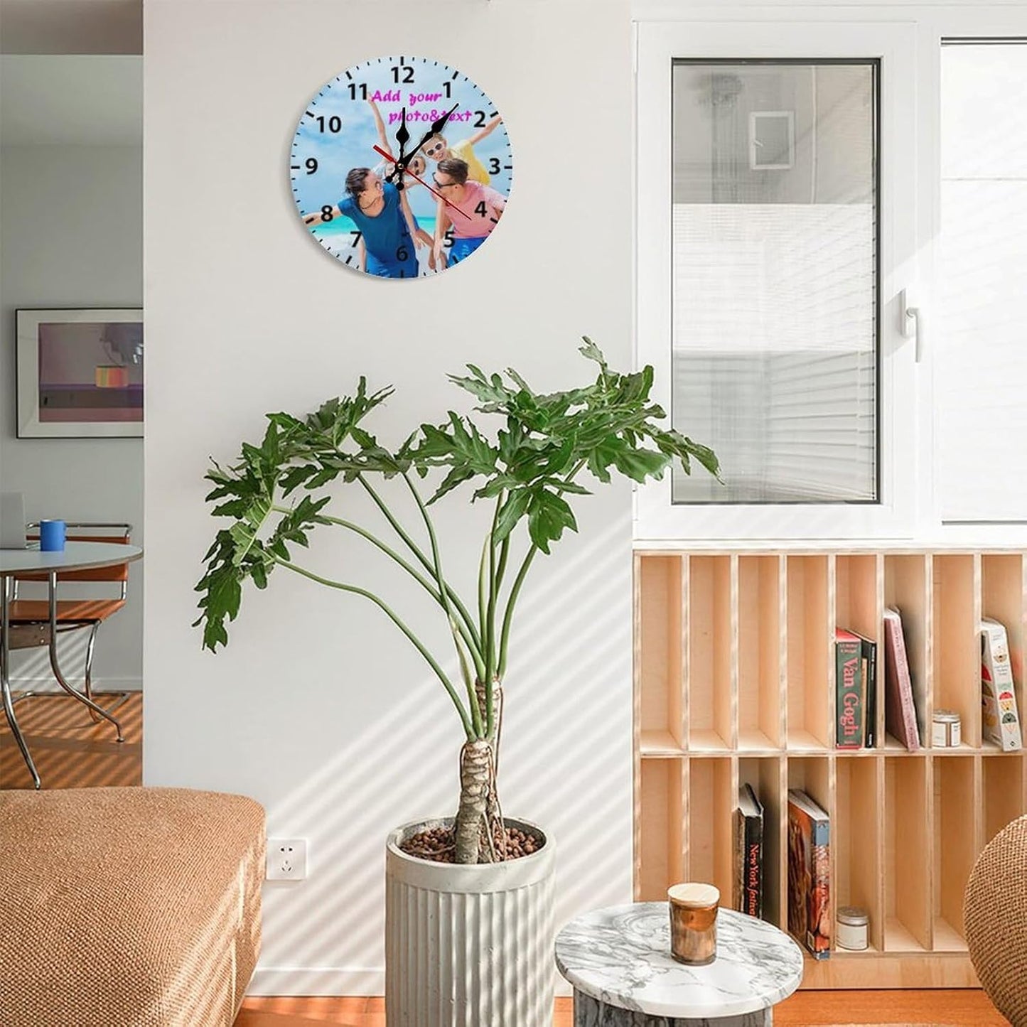 Custom Wall Clock,Personalized Wood Clock add Your Photo/Text,Customizable Silent Round Decoration for Kitchen Bathroom 12inch style1