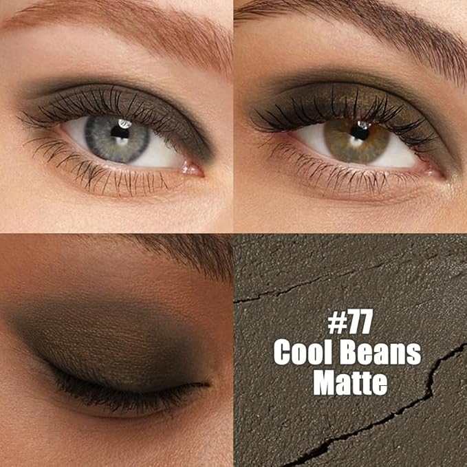 Black Cocoa Matte Cream Eye Shadow Stick Makeup for Women, Cocoa Matte Eyeliner Pencil Eyeshadow Brightener Stick for Eyes, Waterproof Eyeshadow Applicator Blendable sombras para ojos 77#