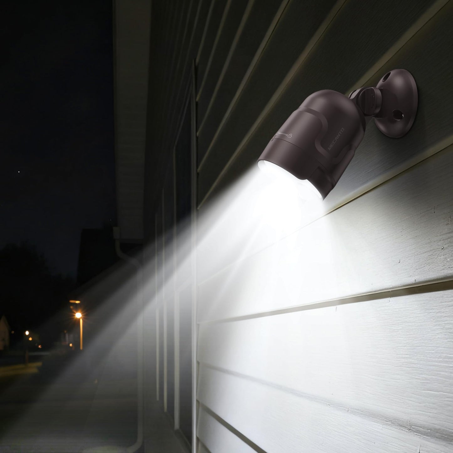 Mecanto 2 Pack Motion Sensor Light Outdoor Battery Operated, 4000mAh Rechargeable 600 Lumen Battery Outside Lights Spotlight, IP65 Waterproof for Porch, Garage, House