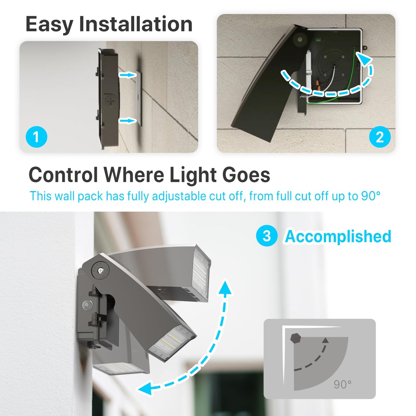 Hyperlite Led Wall Pack Lights 100W With Dusk To Dawn Photocell, Bronze, 13,000Lm - Ideal For Outdoor Security Lighting