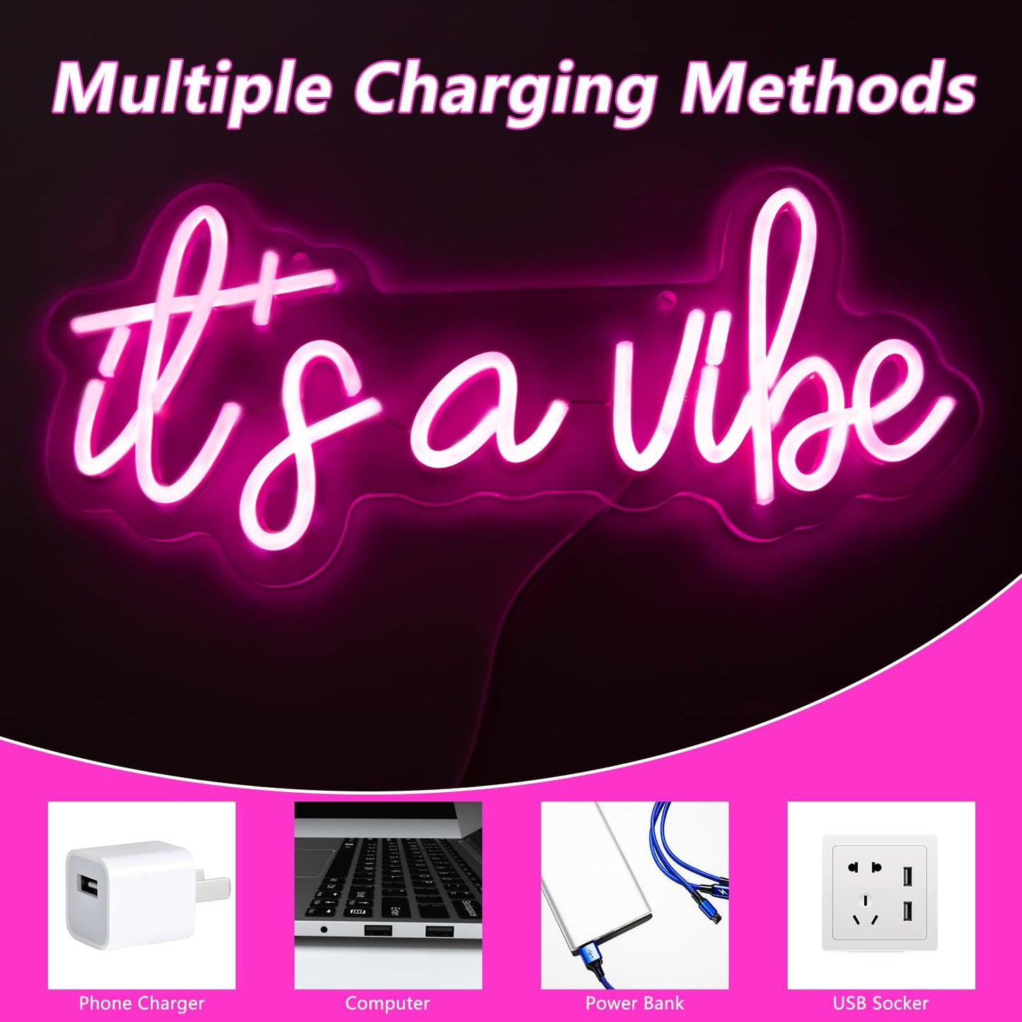 Moodlion ItS A Vibe Neon Sign  Neon Signs For Wall Decor  Neon Dimmable Pink Led Signs For Bedroom  Neon Light Up Signs For Home malt-inspired Bar Cafe Game Room Birthday Wedding Decorations Girls Boys Gifts