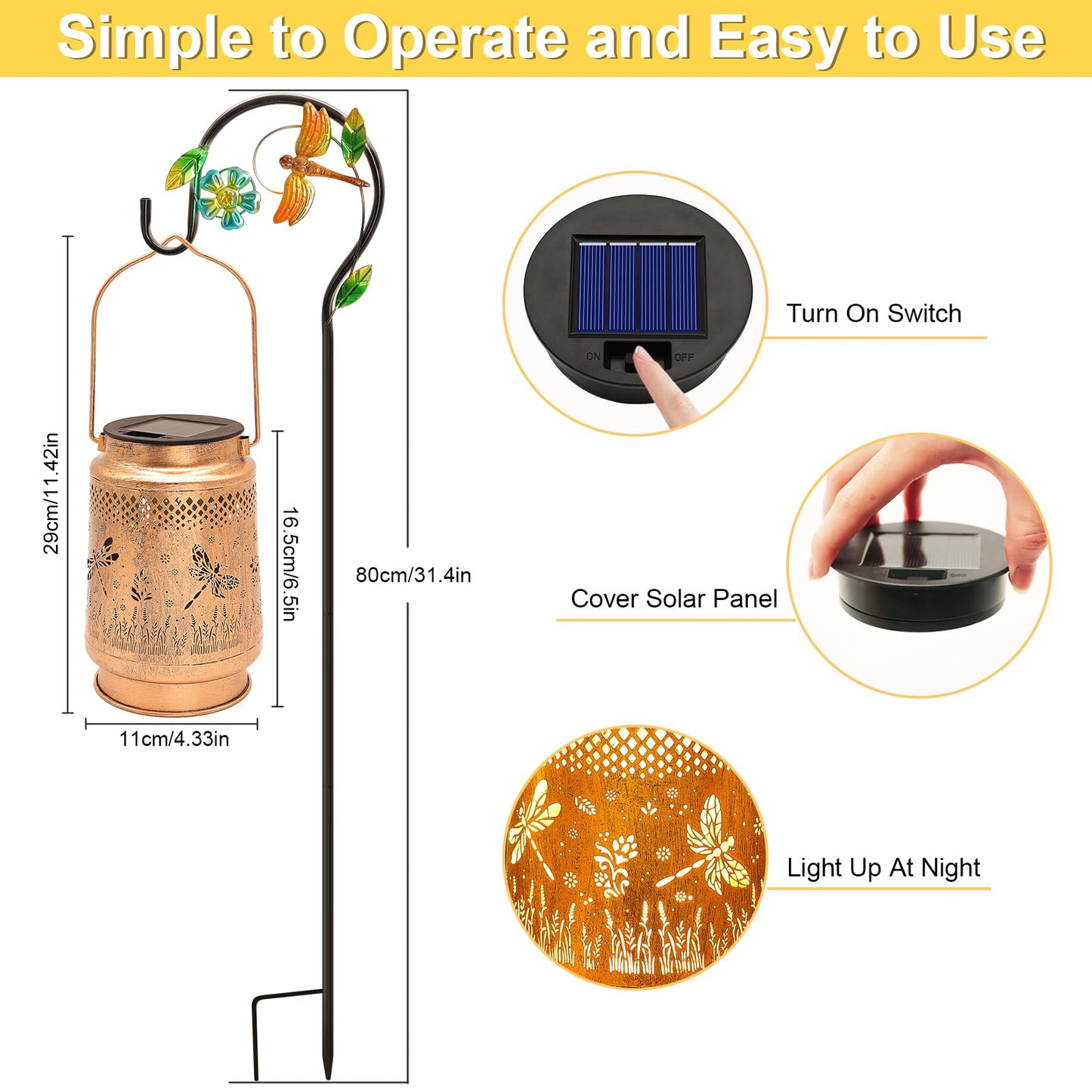 Solar Lanterns Outdoor Waterproof Dragonfly Garden Decor  Birthday Gifts For Women Mom Grandma Christmas  Hanging Solar Lights Metal Led Decoration With Shepherd Hook Outside For Garden Yard Patio