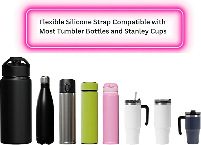 Stanley Accessories Water Bottle with Strap Bottle Sling Carrier with Handle Attachment Fits Most 8-40oz Tumbler & Stanley + 4Cute Straw Covers 3D Straw Toppers Gift Set-Blossom