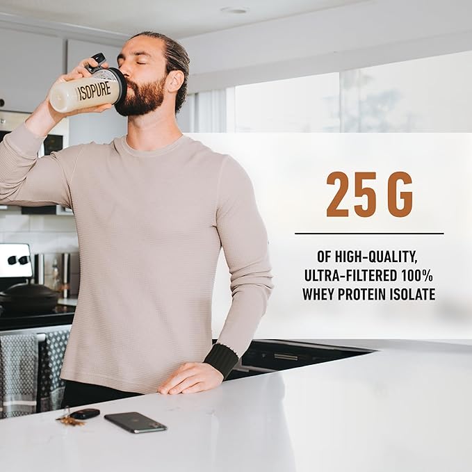 Isopure Low Carb 100% Pure Whey Isolate Protein Powder, Lactose Free, Gluten Free, With Vitamins, Chocolate Peanut Butter, 25g Protein Per Serving, 3 Lbs, 40 Servings