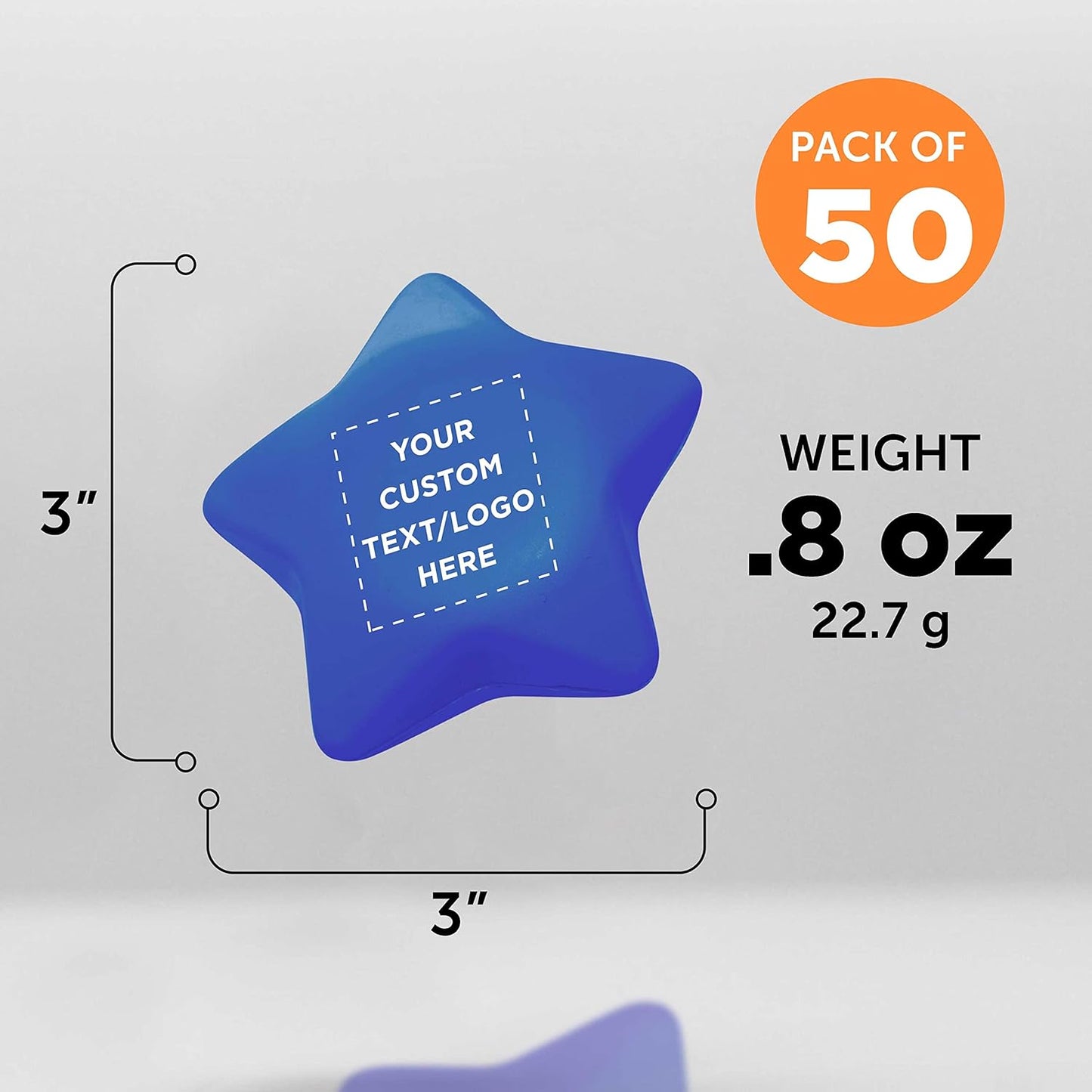 DISCOUNT PROMOS Custom Star Squeeze Balls Set of 50, Pesonalized Bulk Pack - Perfect for Promotional Giveaways - Blue