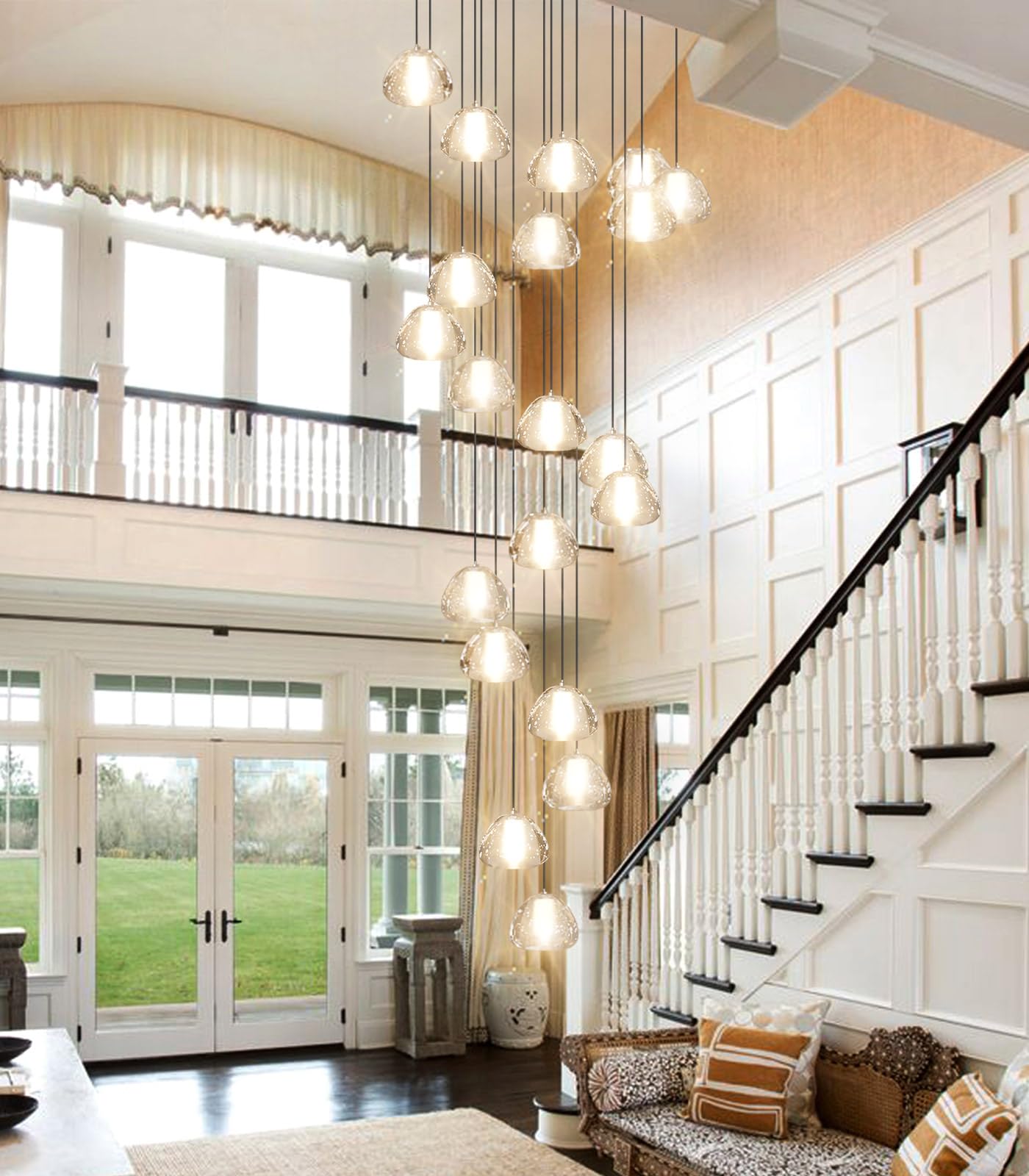 Dolria Modern Crystal Chandeliers Led Ceiling Lighting Foyer Large Ceiling Light For Staircase Living Room Hallway Entryway