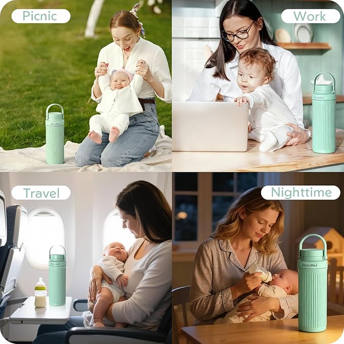 MOMMED Breast Milk Cooler 22oz for Travel & Work– 24H 360° Long-Lasting Cooling, Dual Storage Bottles Double as Baby Bottles, Compatible with Standard Nipples & Manual Breast Pumps, BPA-Free, TSA