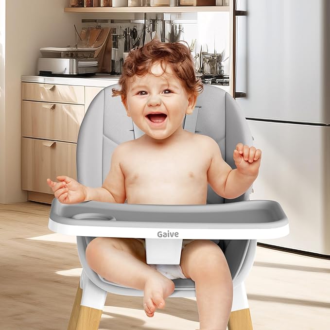 8 in 1 Convertible Wooden High Chair, Adjustable Baby High Chair for Babies and Toddlers with Tray, Easy to Clean, Grow with Family|Booster|Learning Table|High Stool