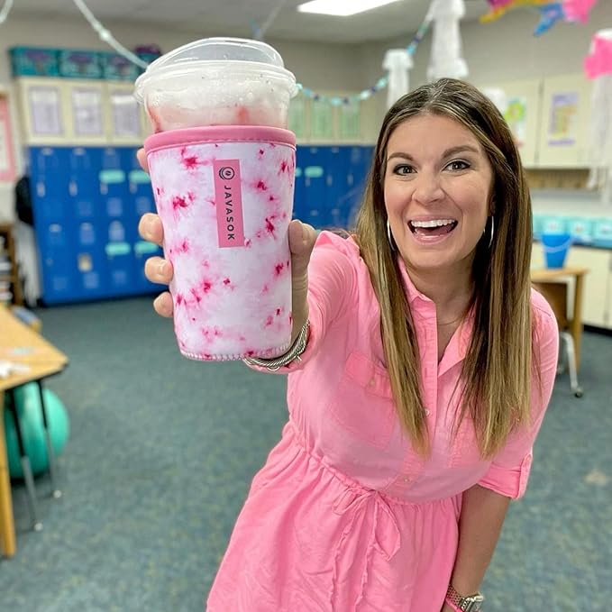 Sok It JavaSok Iced Coffee & Cold Soda Insulated Neoprene Cup Sleeve (Pickle Me Pink, Small: 16-20oz)