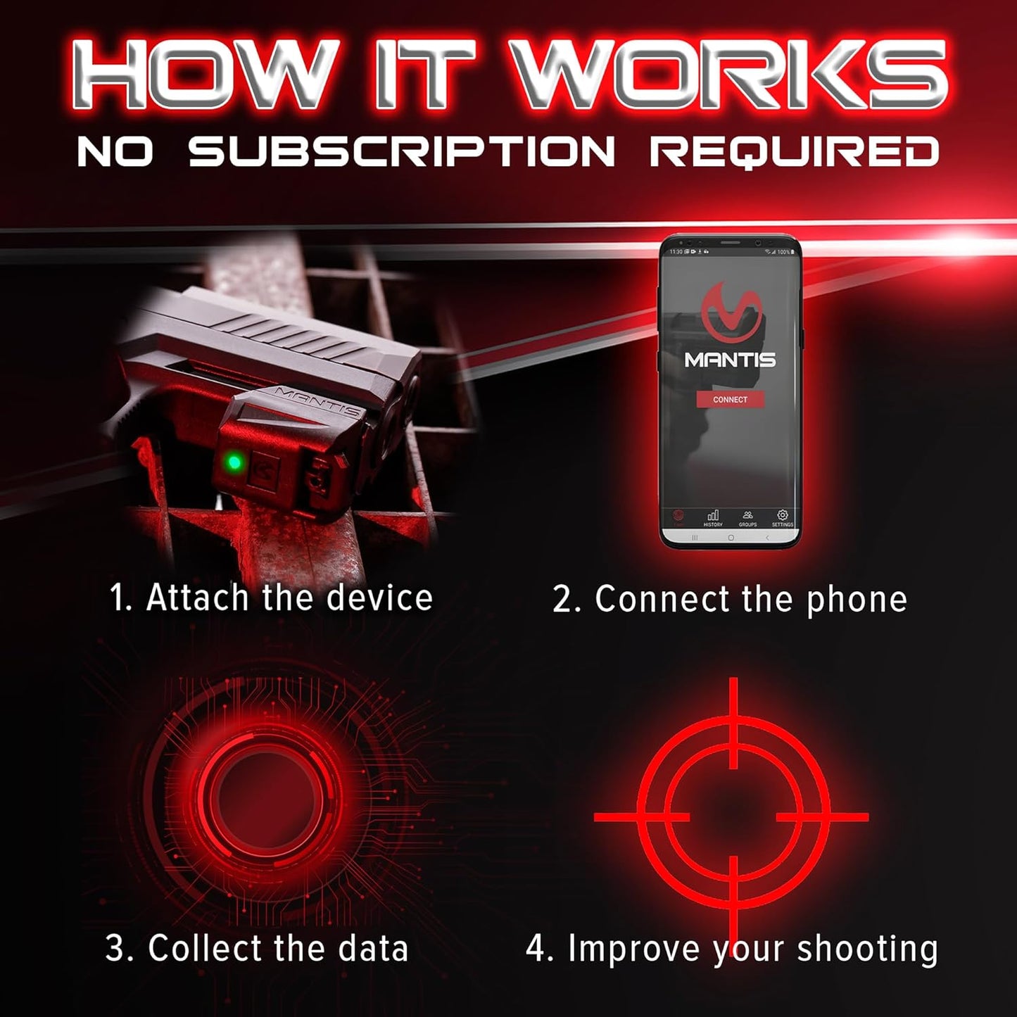 Mantis X10 Elite Shooting Performance System |Dry Fire Training System | Works with 9mm & Any Other Firearm | Score & Analyze Every Shot with Free App | Shooting Practice at Home