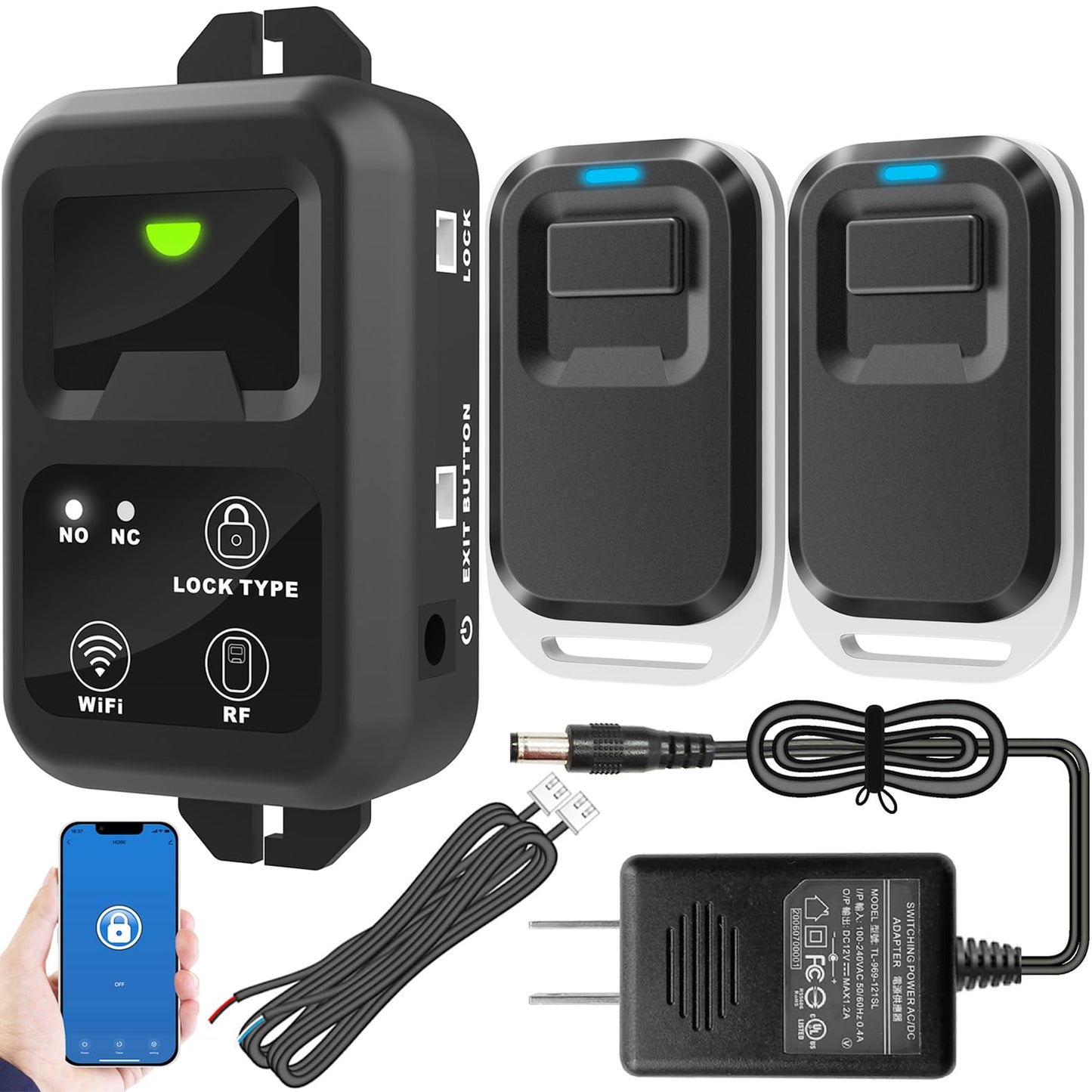 UHPPOTE 2.4Ghz WiFi Remote Control Switch with DC Power Connector Specially Applied to Access Control Lock
