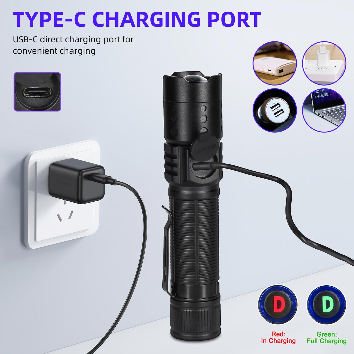 Darkdawn Uv Flashlight 365Nm Mini Usb Rechargeable Blacklight Detector For Pet Stains, Uranium, Resin Curing - Aluminum, Portable
