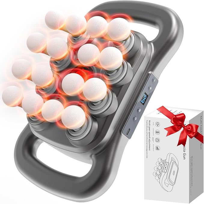 Deep Tissue Massage Gun for Athletes – 16 Heads, 9 Speeds & 3 Smart Modes, Ultra-Quiet Brushless Motor, Type-C Rechargeabl...
