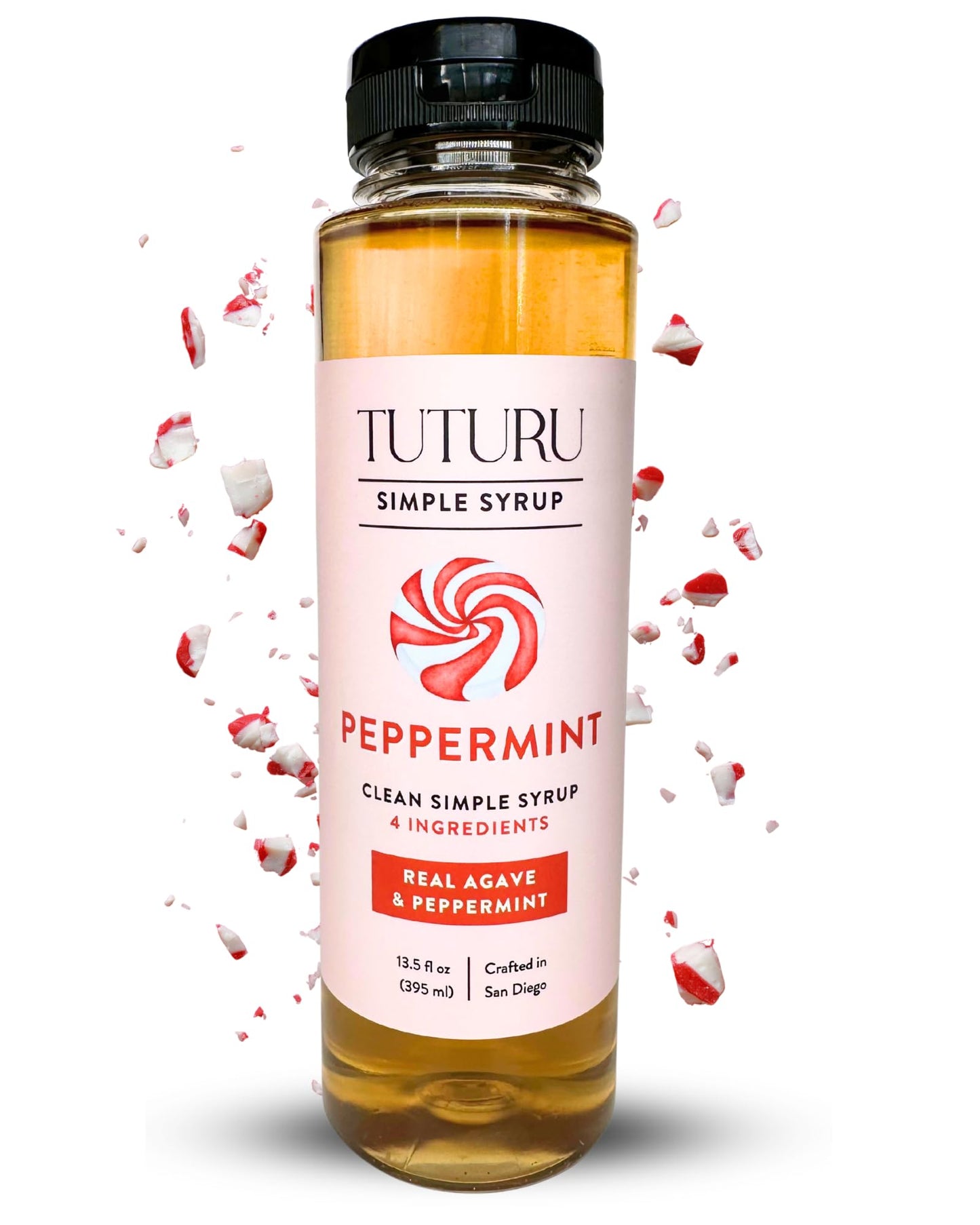 Peppermint Agave Simple Syrup for Coffee  Cocktails  Matcha - Sweetened with Agave Nectar - Infused with Real Peppermint Leaf - 13.5 oz