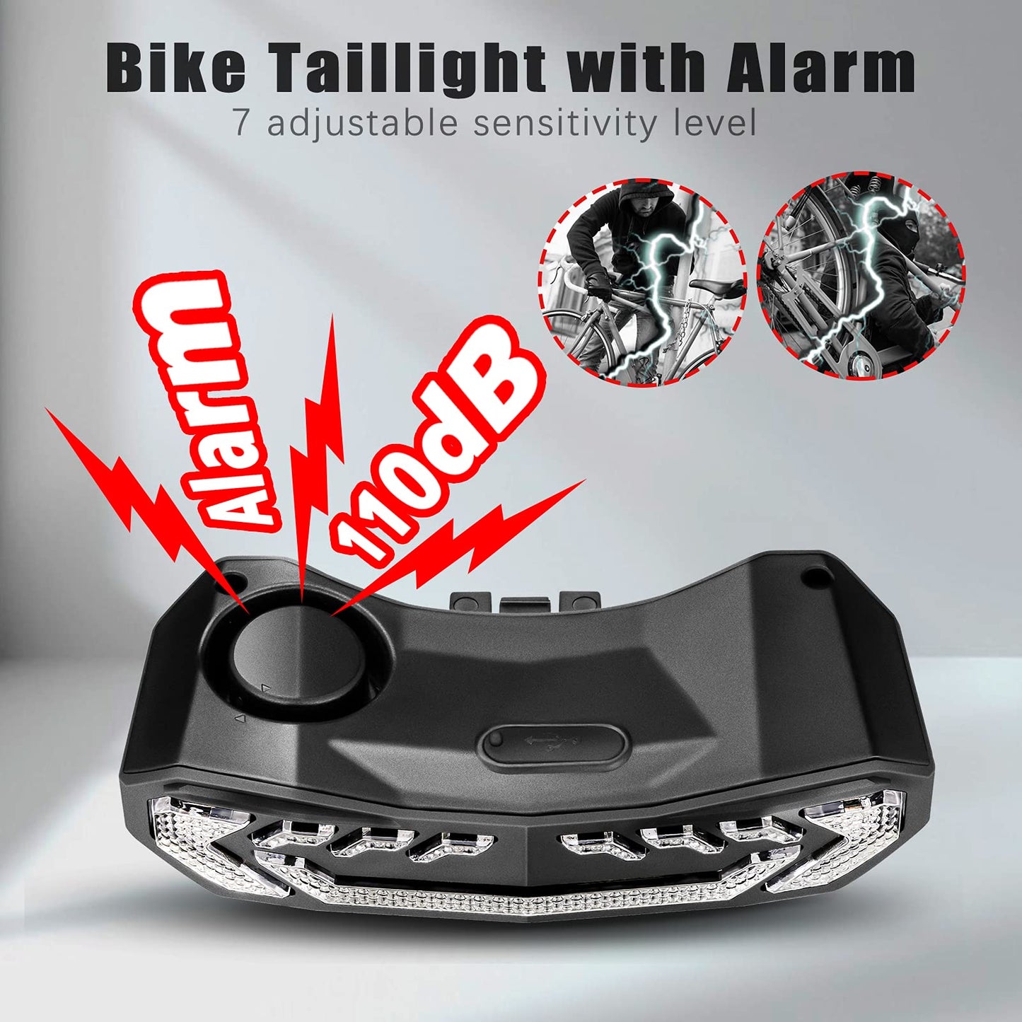 WSDCAM Smart Bike Tail Light with Turn Signals, Waterproof, Rechargeable, Black