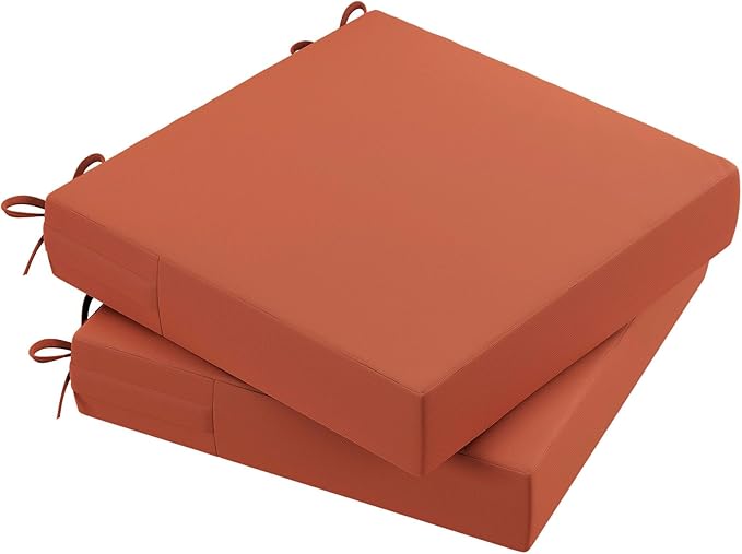 AAAAAcessories Outdoor Seat Cushions for Chairs, Waterproof, Fade-Resistant Patio Furniture Replacement Cushions, 20" x 20" x 3", Set of 2, Rust