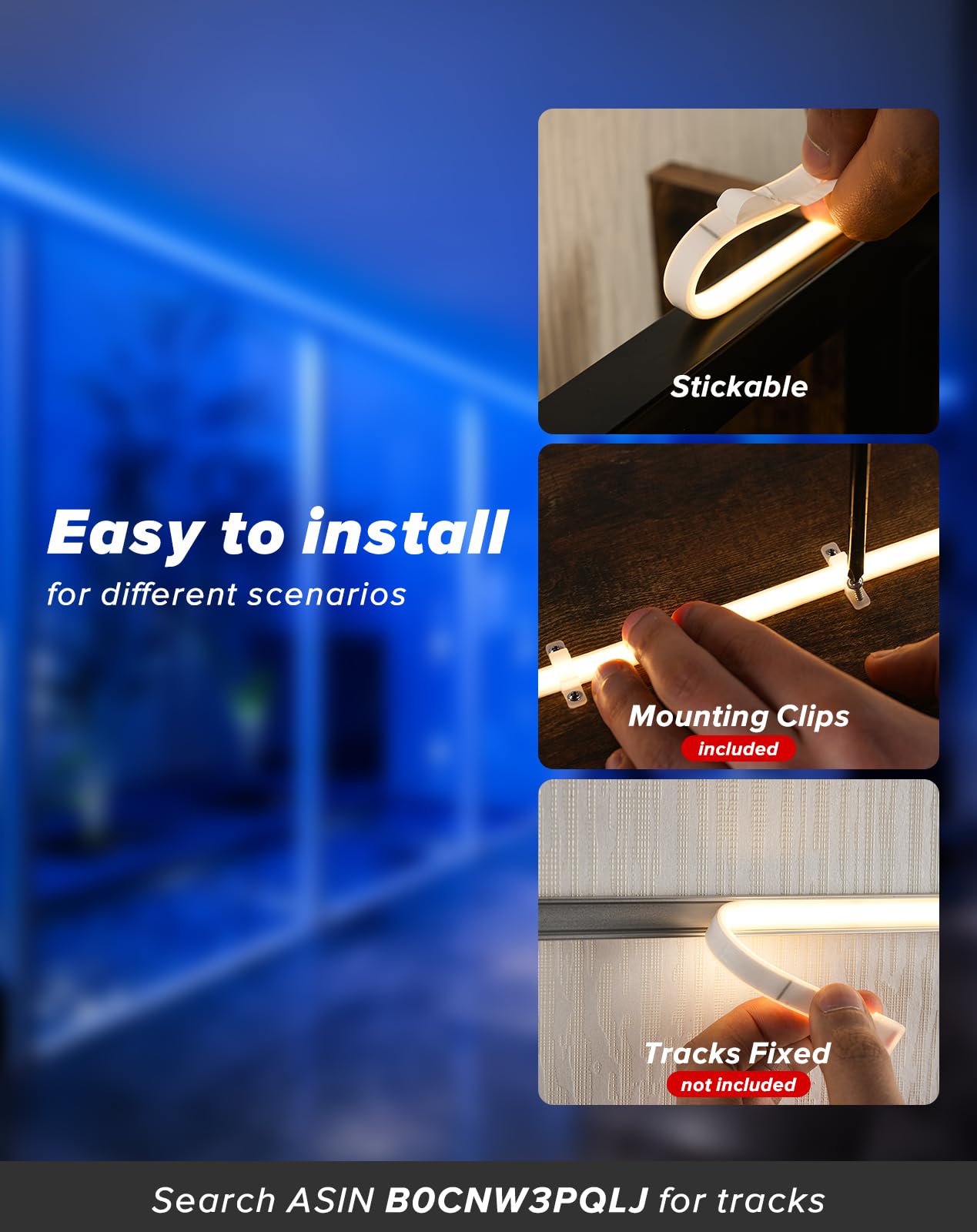 Shine Decor Cob Led Rope Light Ac 120V  800Lm Ultra Bright  Ip65 Waterproof Cold-Resistant Etl Neon Strip  No Driver Tape Lighting For Home Commercial 10X4.5Mm  Blue  16.4Ft