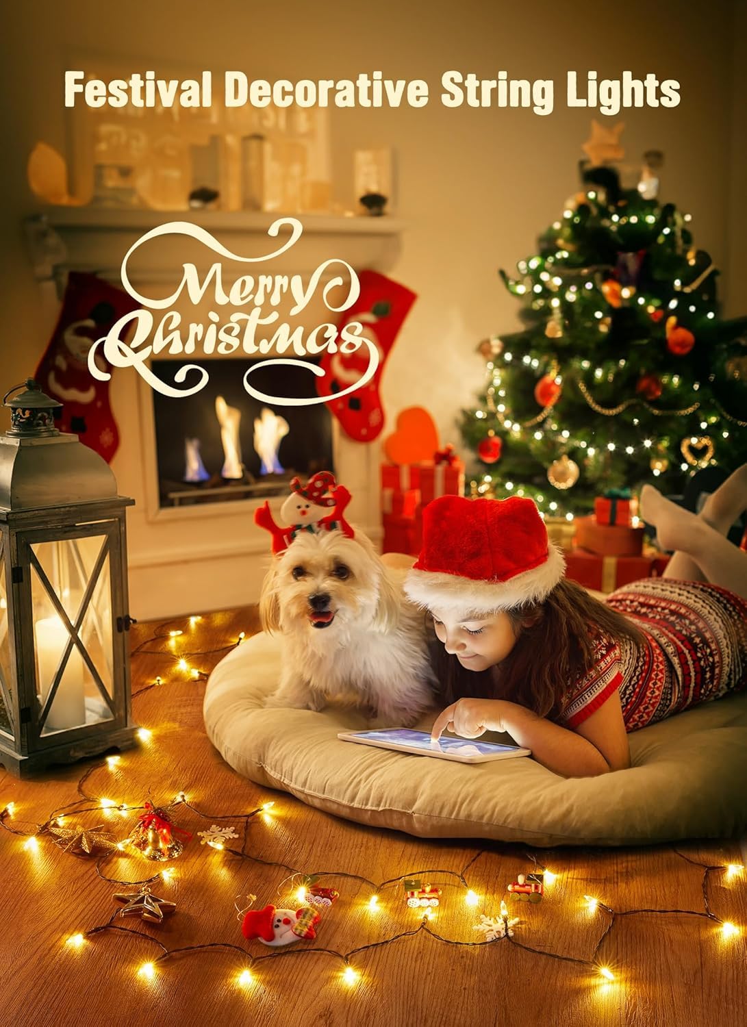 Brightown Battery Operated Christmas String Lights, 20 Led, 8Ft, Warm White, Timer, Indoor/Outdoor Decoration