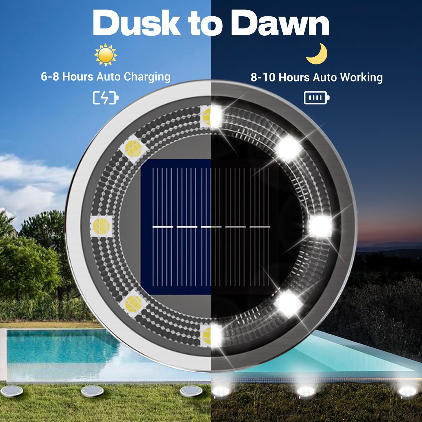 Vighep Solar Ground Lights 12 Pack Flat Solar Lights Outdoor Waterproof  Bright Led Solar Disc Lights  6000K Cool White Landscape Lighting For Outside Yard Garden Pathway Driveway Lawn