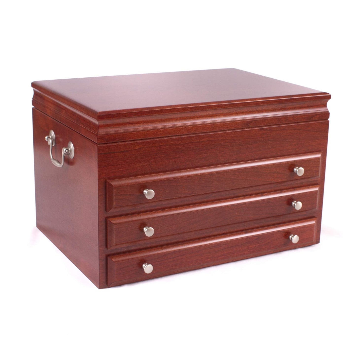 American Chest Co. #J03C Majestic- 3 Drawer Jewelry Chest, Solid Cherry, Made in the USA, Heritage Cherry finish