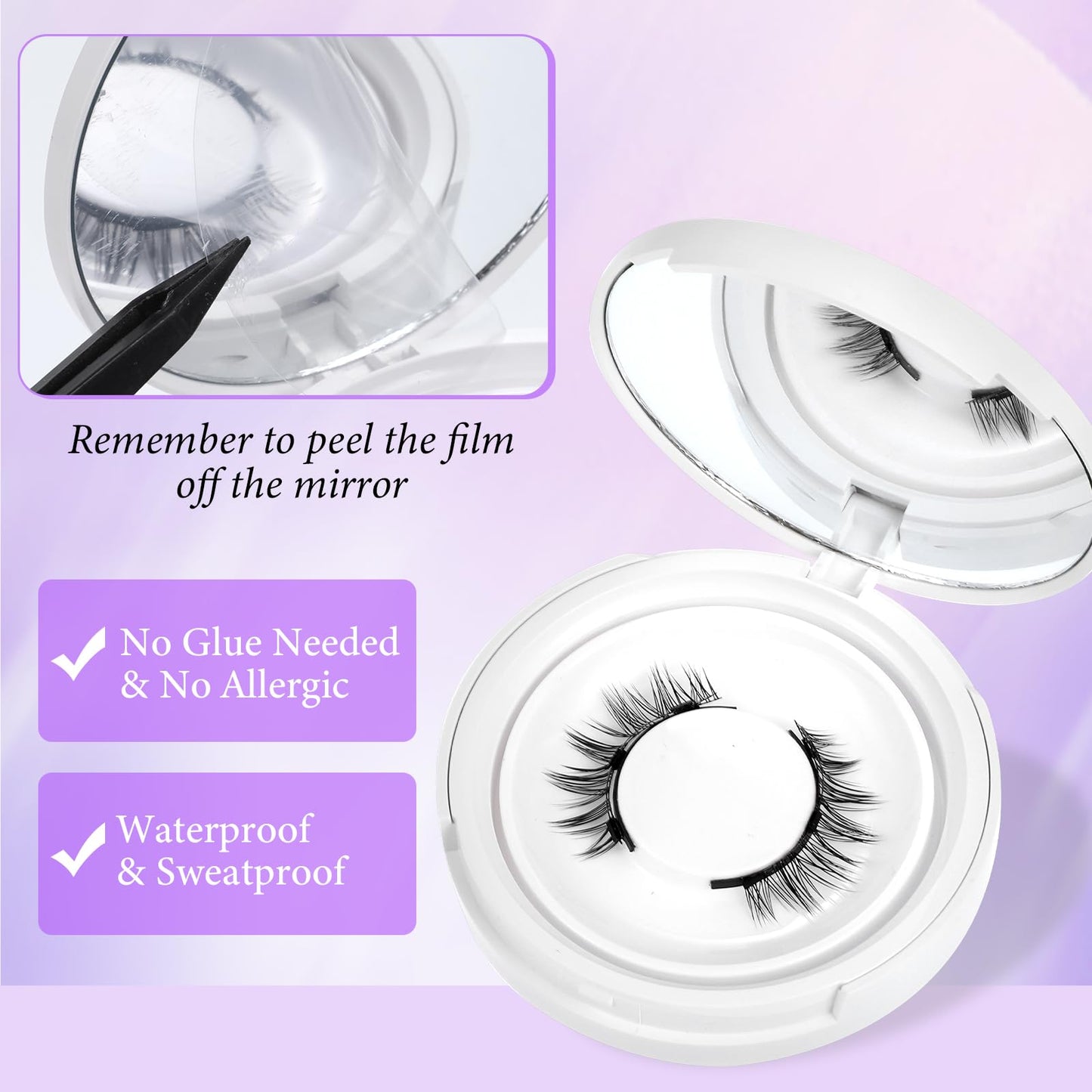 Magnetic Eyelashes with Applicator Reusable Magnetic Lashes No Glue Needed MagneticEyelashes without Eyeliner Cat Eye Natural Lo