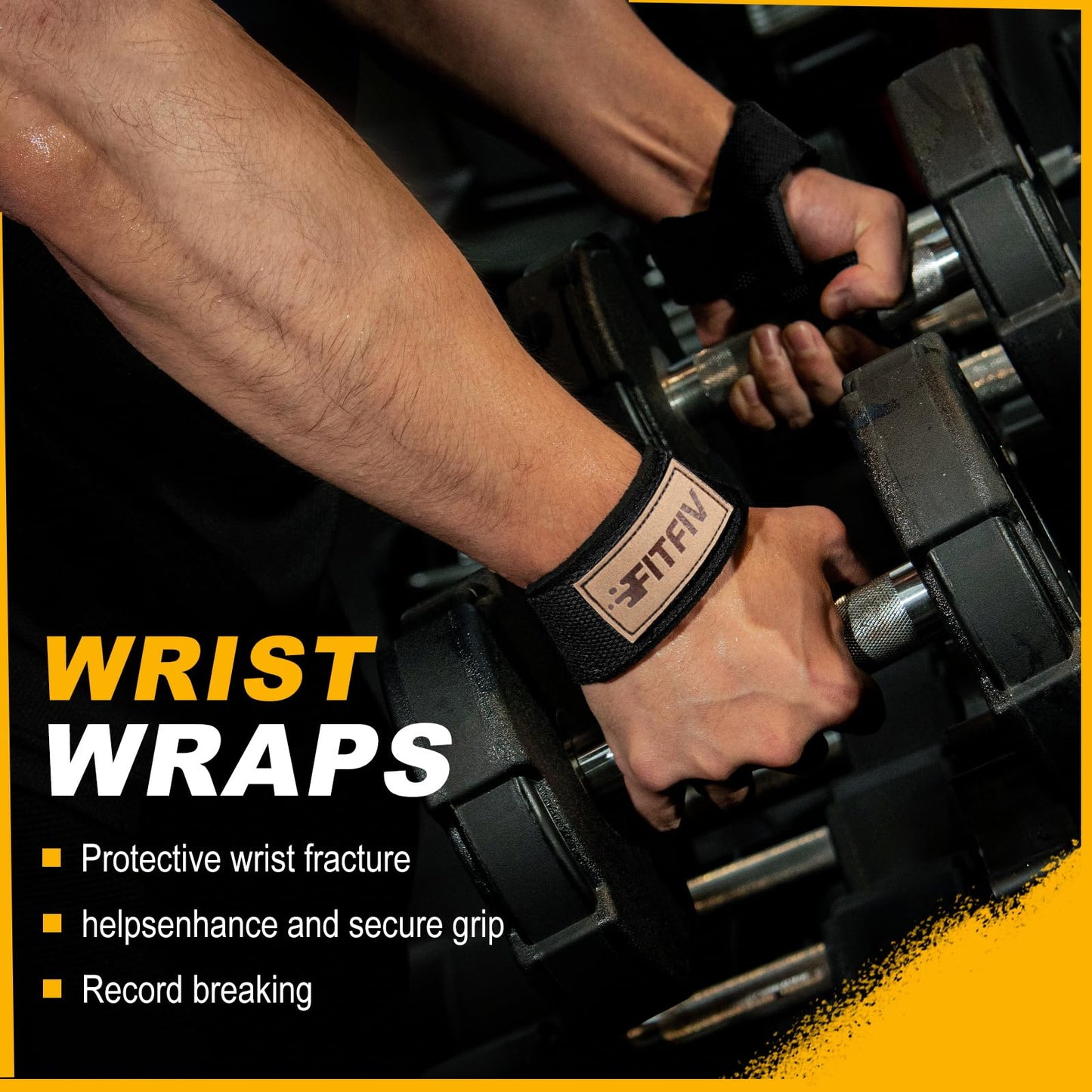 FITFIV Lifting Straps for Weightlifting, Lifting Wrist Straps for Gym Strength Training, Neoprene-padded Wrist Cushion - Men & Women