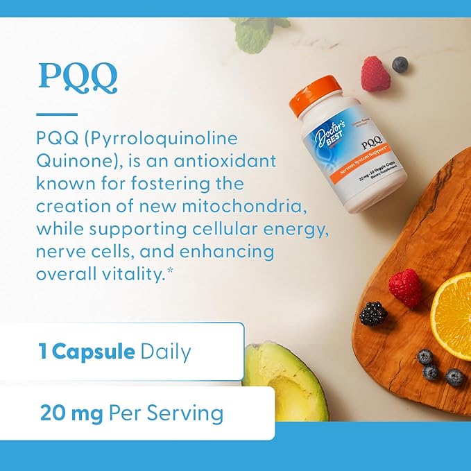 Doctors Best PQQ with BioPQQ, Nervous System Support, Non-GMO, Gluten Free, Soy Free, Vegan 30 Veggie Caps