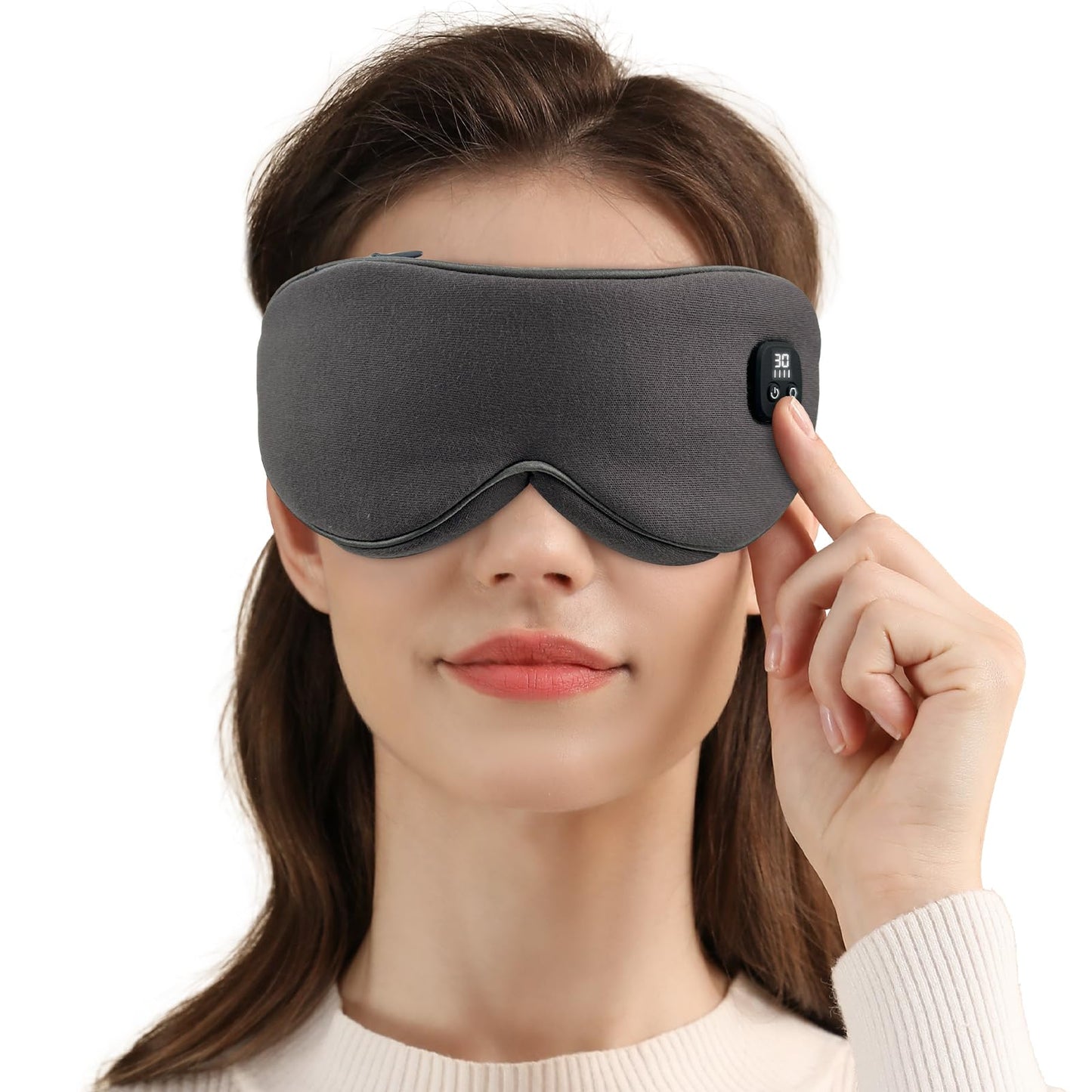 Gasumos Heated Eye Mask, Warm Eye Compress for Dry Eyes Blepharitis Styes, 4 Temperature Modes 4-Level Timing Cordless Eye Heating Pad, 100% Cotton Cover, Travel(Dark Grey)