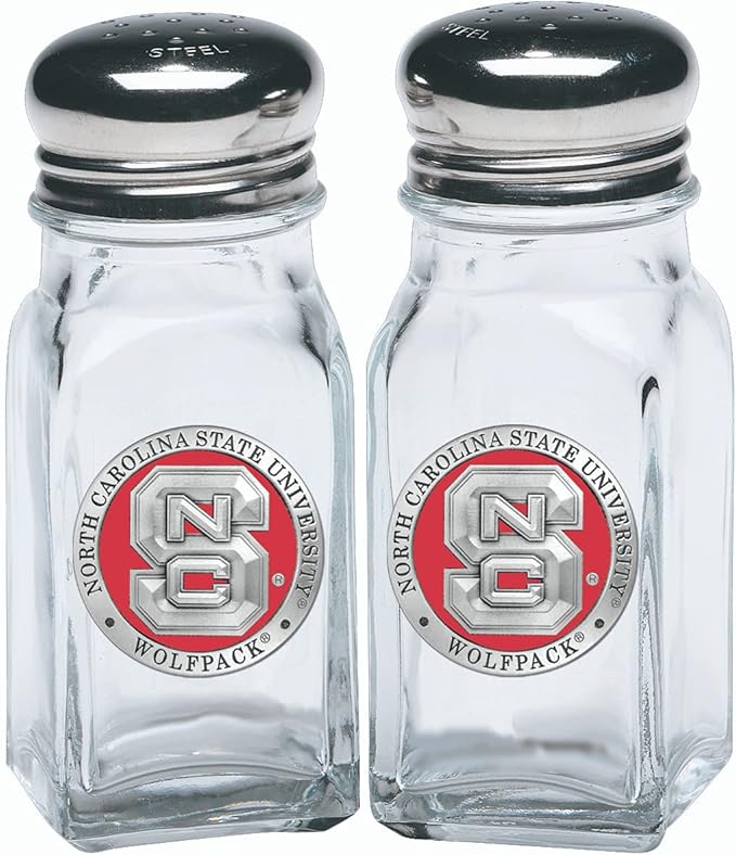 Heritage Pewter NC State Salt and Pepper Shaker Set of 2 Bottles | Expertly Crafted Pewter Glass