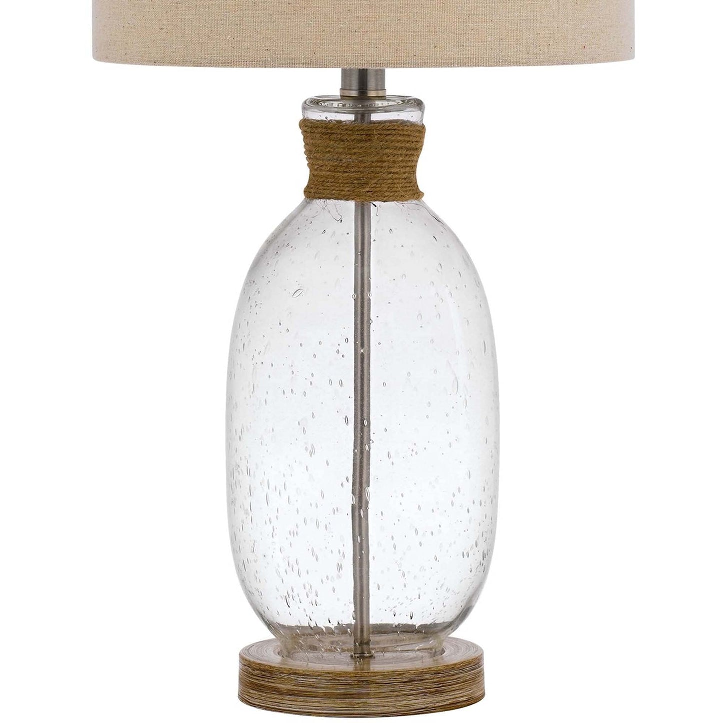 Benzara Table Lamp with Bubble Glass Body, Rope Accent, Beige, Model BM241867