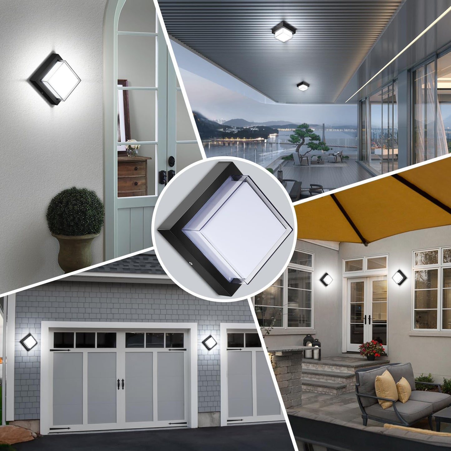 Tomourd Exterior Wall Lights  Modern Waterproof Outdoor Wall Mount Lighting  Black Square Small Led Porch Light With Anti-Rust 6000K Daylight 12W For Garage  Entryway House