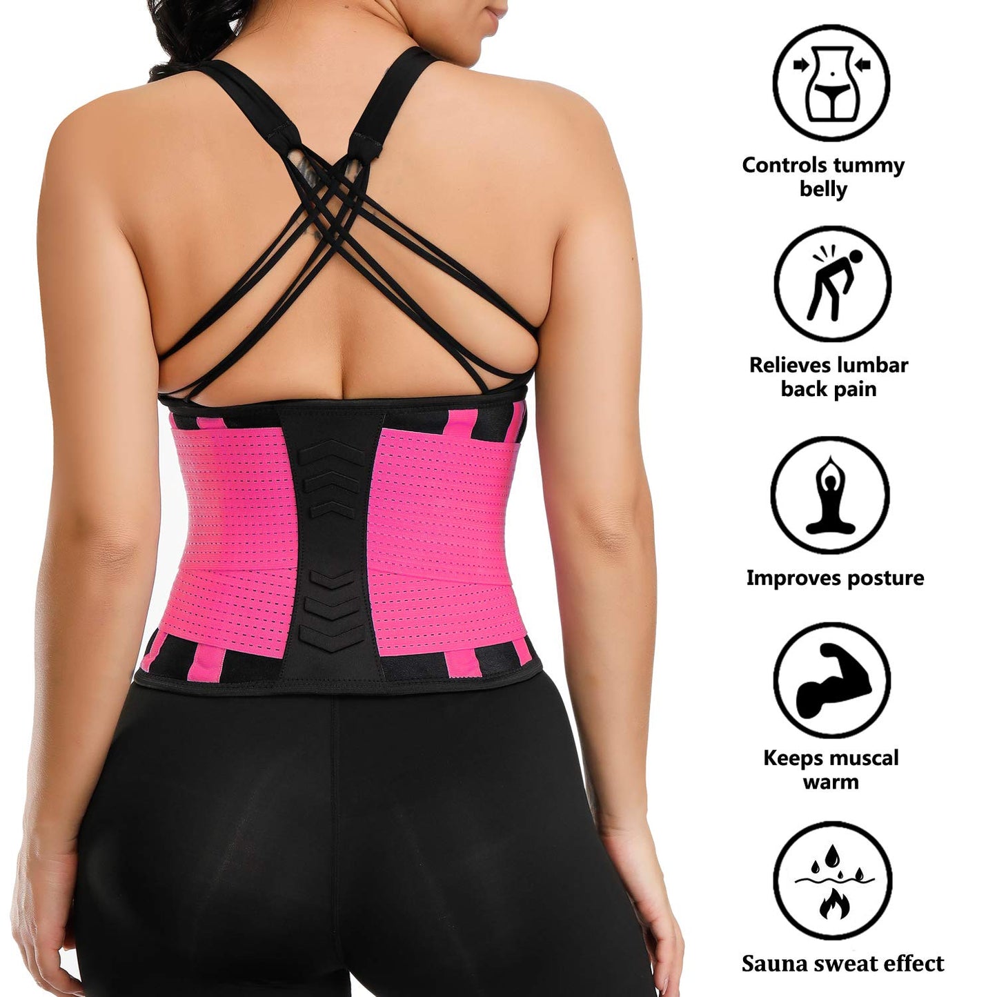 VENUZOR Waist Trainer for Women - Cincher Trimmer - Slimming Body Shaper Belt - Sport Girdle (UP Graded)(FL Pink,XL)