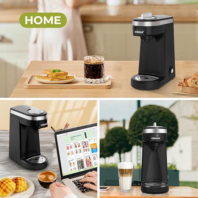 CHULUX Mini Single Serve Coffee Maker for K Cup Capsule, Tiny Small Size Coffee Machine for One Person Travel, RV, Truck and Home, Black