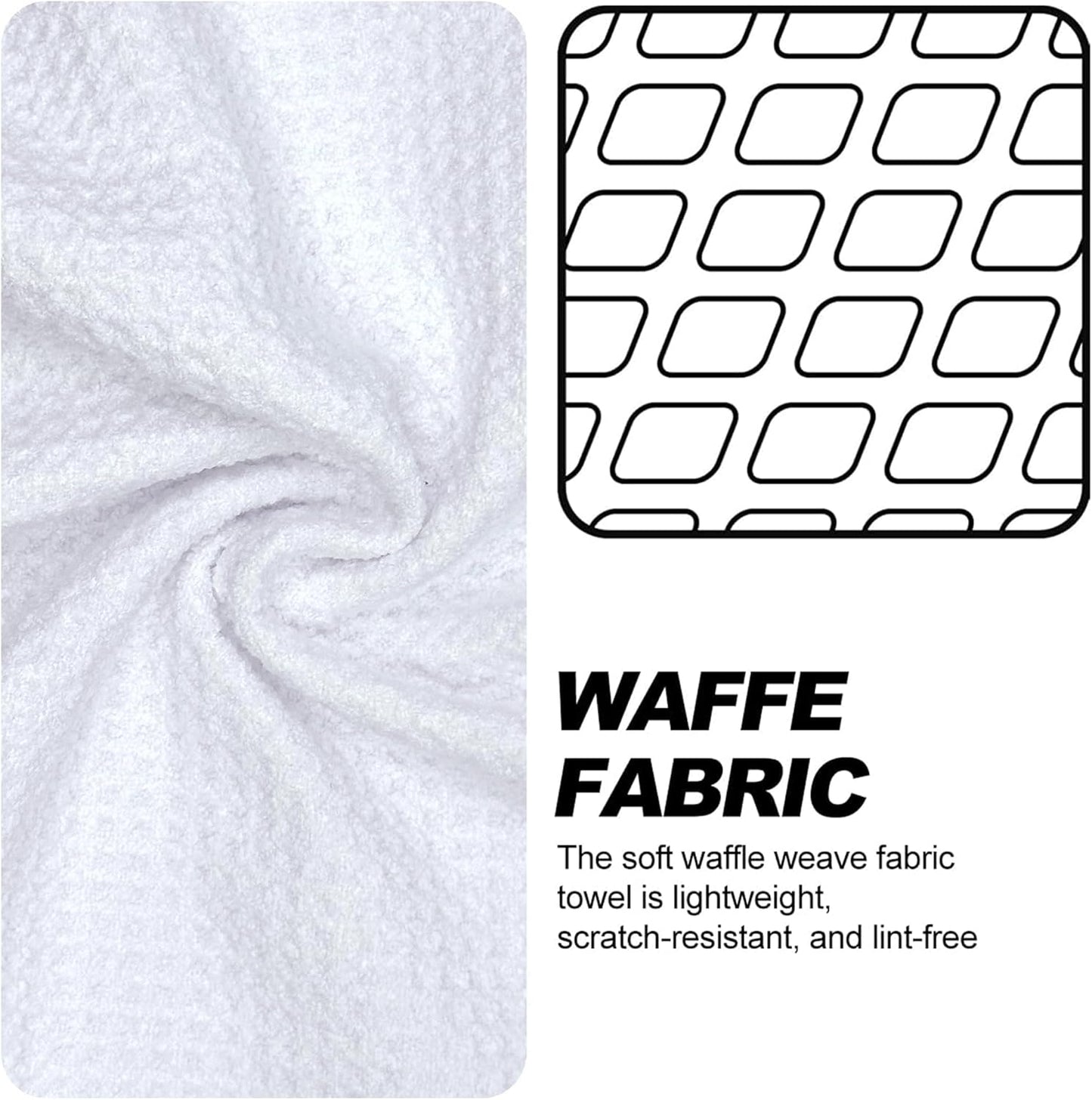 Magnetic Golf Towel with Clip, Microfiber Waffle Design - Industrial Strength Magnet for Strong Hold to Golf Bags, Carts & Clubs - White