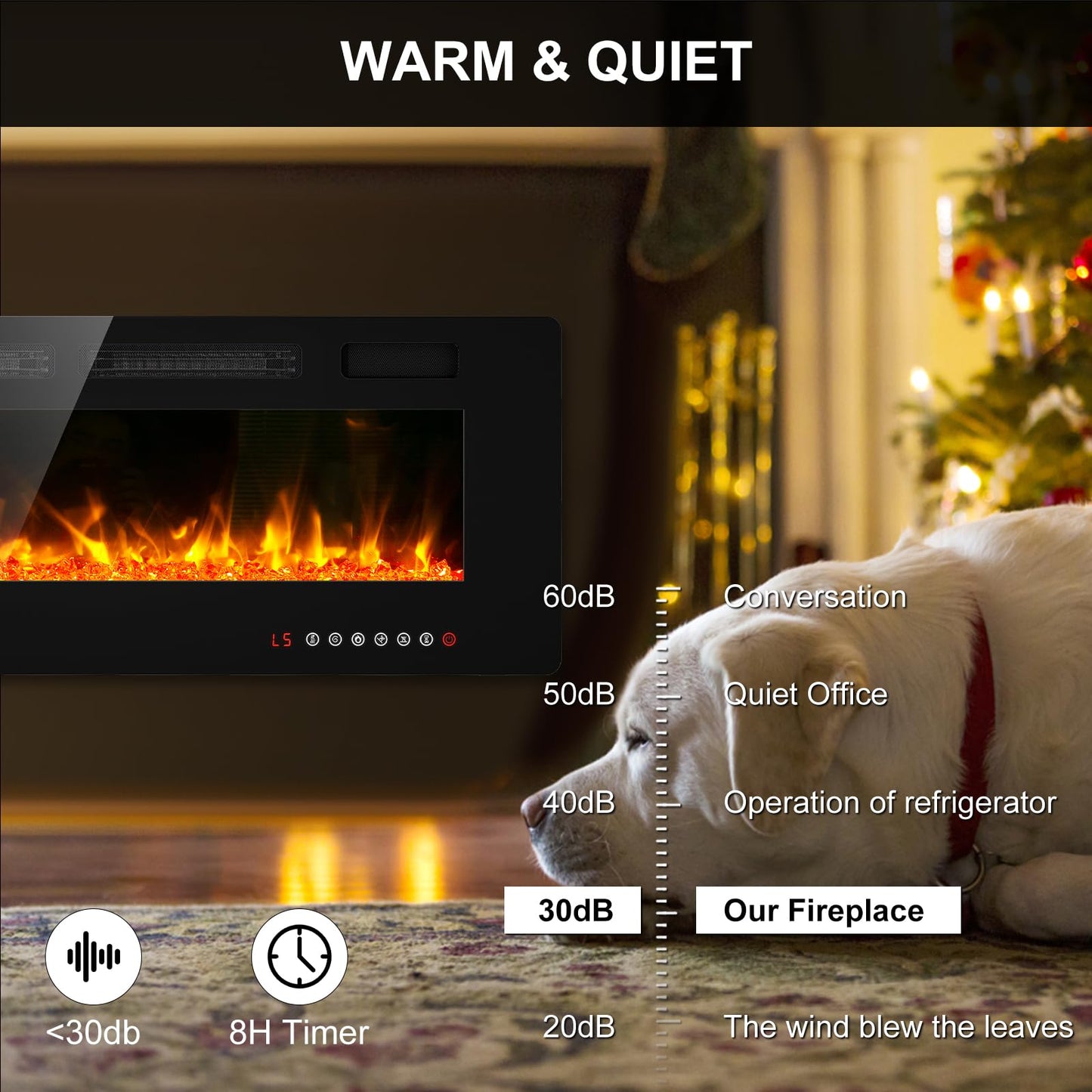 50 Ultra Thin Electric Fireplace, Wall Mounted & Freestanding, Led Fireplace Insert, Wall Fireplace For Living Room/Bedroom W/To