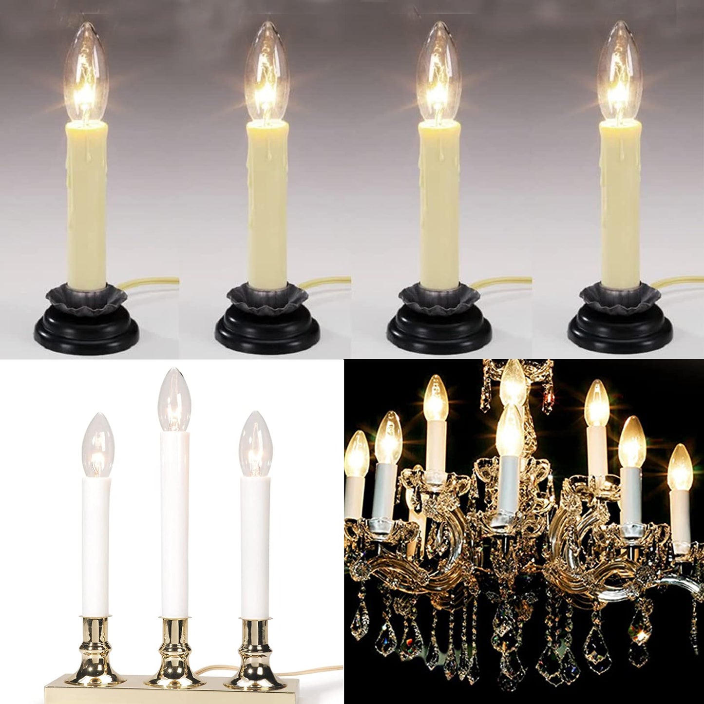 Sunsgne 25 Pack Clear Torpedo Tip Replacement Bulbs - E12 Candelabra Base, 120V 7 Watts, Ideal For Electric Candle Lamps & Chandeliers