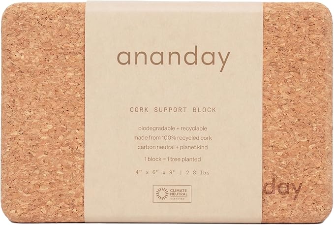 ANANDAY Cork Yoga Block - Non-Slip, Stable, Eco-Friendly & Supportive for Balance, Alignment, Flexibility & Strength - No...